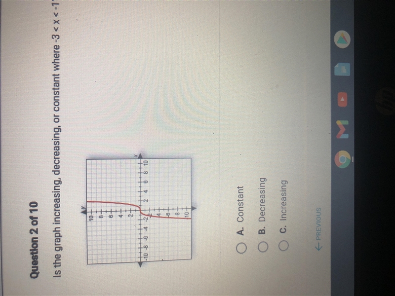 Is the graph increasing, decreasing, or constant where -3-example-1