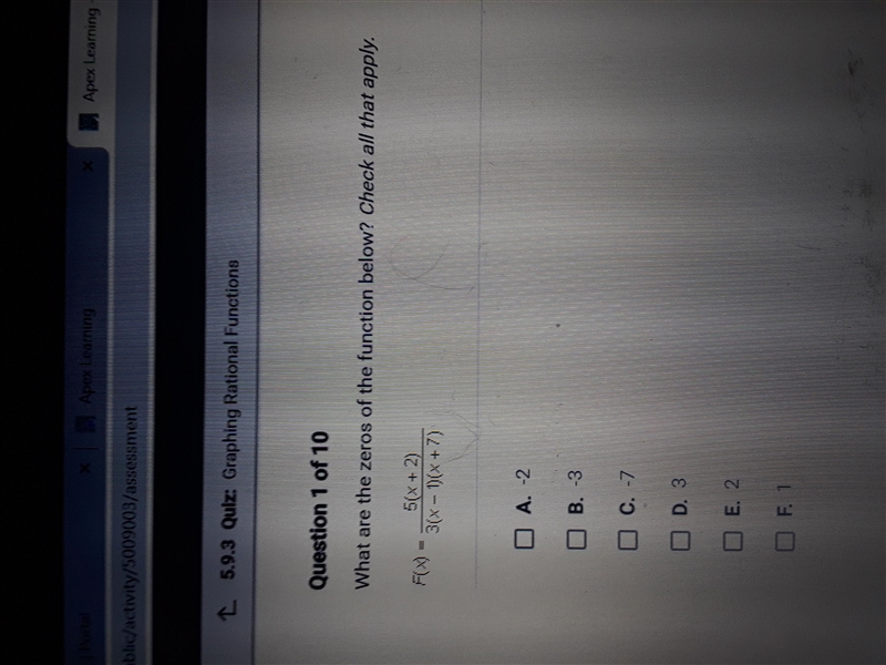 What are the zeros of the function below? Check all that apply-example-1