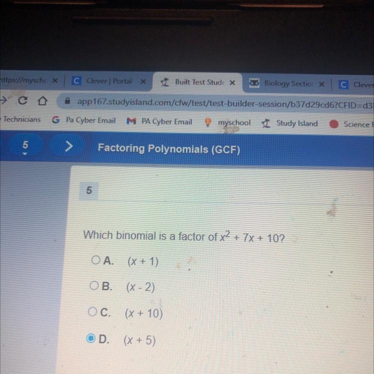 Which binomial is a factor of x^2+7x+10-example-1