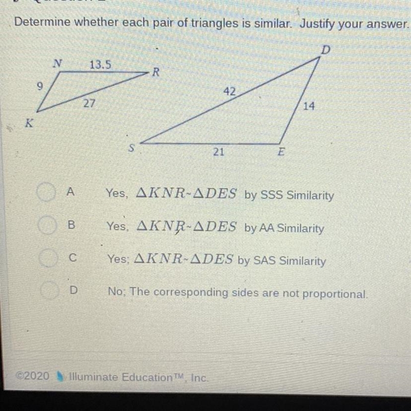 ⚠️NEED HELP ASPA⚠️ Determine whether each pair of triangles is similar. Justify your-example-1