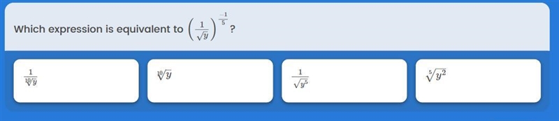 PLEASE ANSWR I WILL GIVE 50 POINTS!!!!! Which expression is equivalent to (1/ sqrt-example-1