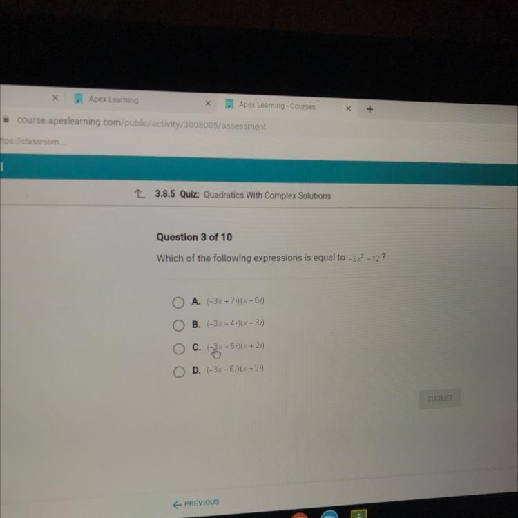 Which of the following expressions is equal to -3x^2-12?-example-1