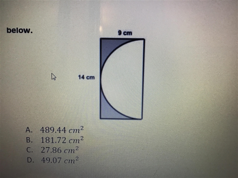 Hi! Find the approximate area of the shaded region of the figure below. Thank you-example-1