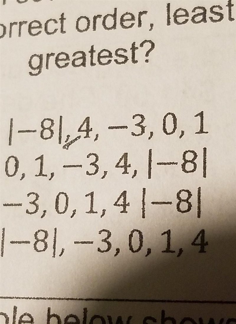 Which set of integers is in the correct order least to greatest will mark braniest-example-1