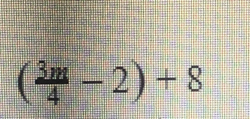 Simplify the following expression. (3m/4-2)+8 A. 8m/4 B. 9m/4 C. 3m+24/4 D. 3m+28/4-example-1