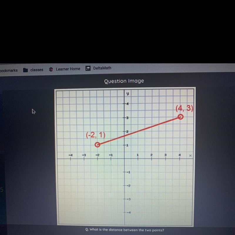 What is the distance between the two points ? A)6.5 B)6.3 C)16 D)6.7-example-1