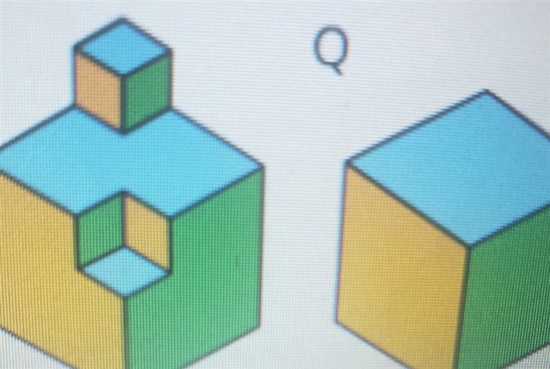 Polyhedron P is a cube with a corner removed and relocated to the top of P. Polyhedron-example-1