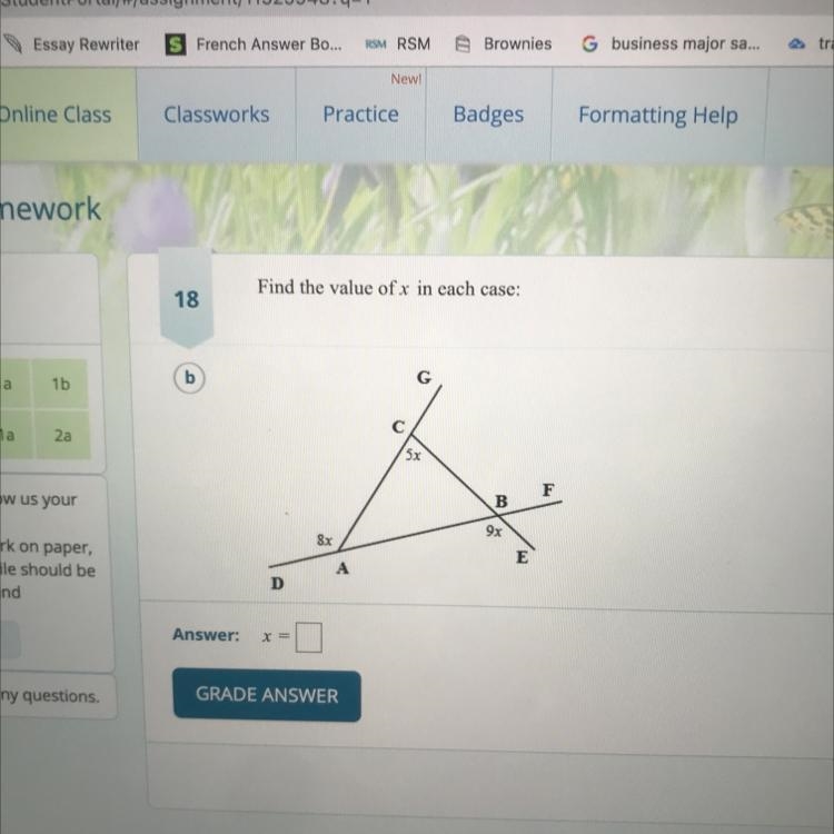 Find the value of x in each case: PLEASE ANSWER QUICKLY-example-1