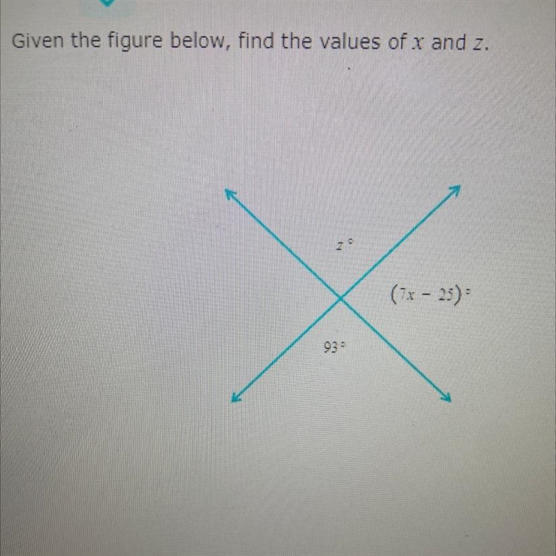 Given the figure below find the values of x and z-example-1