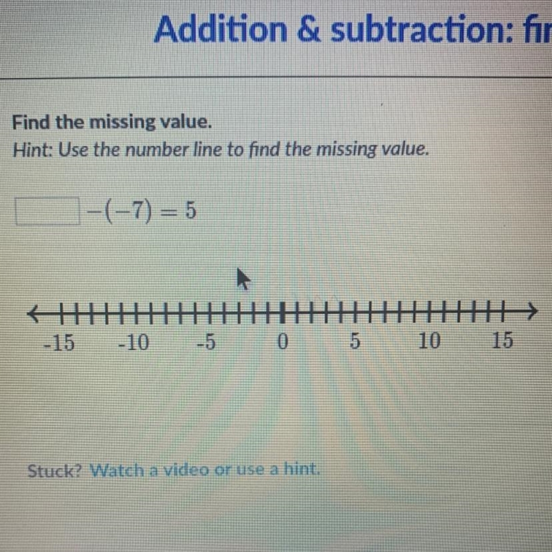 Find the missing value. Hint: Use the number line to find the missing value. Helppp-example-1