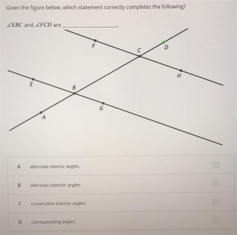 Given the figure below, which statement correctly completes the following? A - alternate-example-1