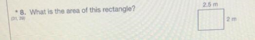 What is the area of this rectangle? 2.5 m 2 m-example-1