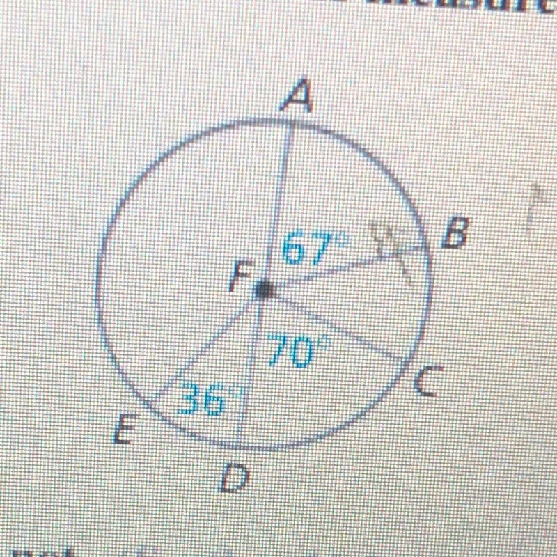 Identify the given arc as a major arc, minor arc, or semicircle. Then find the measure-example-1