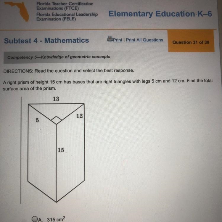 DIRECTIONS: Road the question and select the best respons A right prism of height-example-1