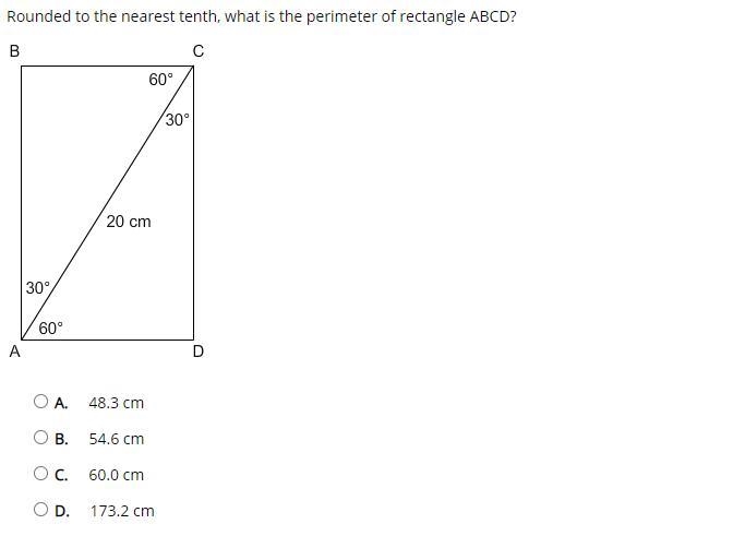 Rounded to the nearest tenth, what is the perimeter of rectangle ABCD? A. 48.3 cm-example-1