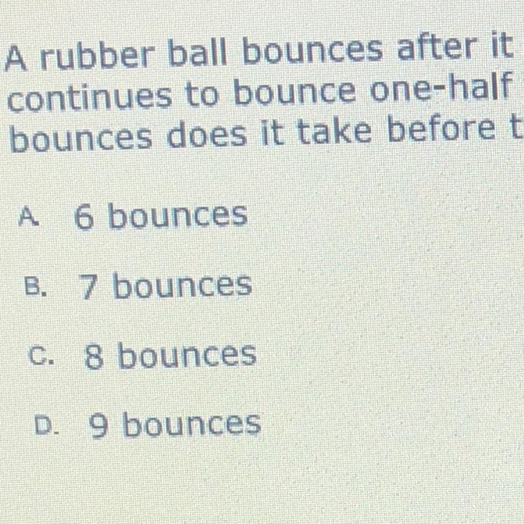 A rubber ball bounces after it is dropped from a height of 212 feet, and it continues-example-1