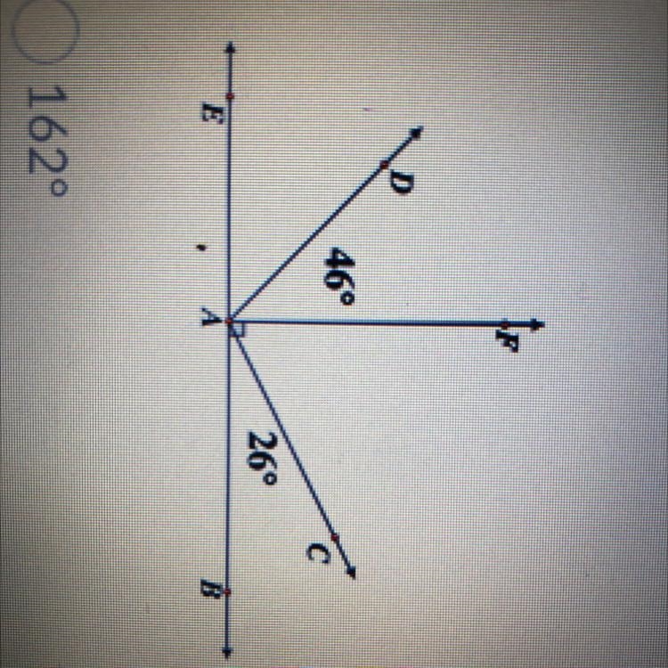 Find m EAC a. 162 b. 26 c. 154 d. 72 e. 46-example-1