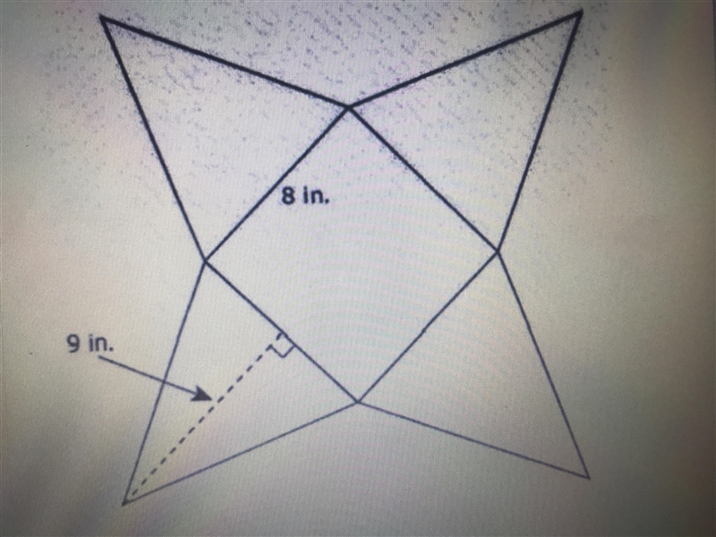 What is the total surface area of the square pyramid in square inches? A)100 square-example-1