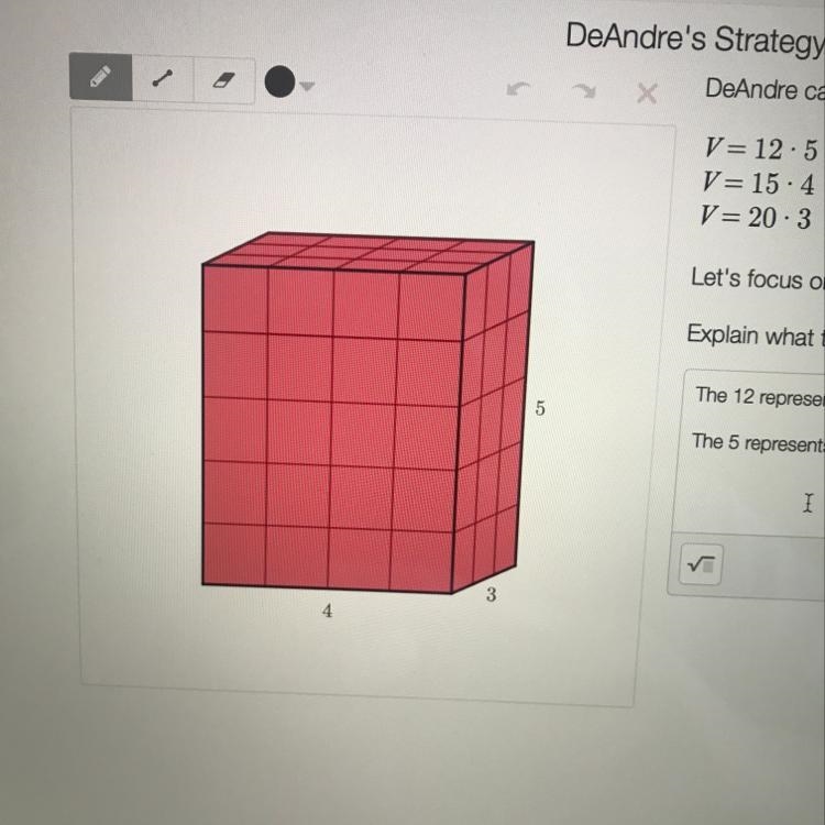 DeAndre calculated the volume in three ways: V= 12.5 V= 15.4 V=20.3 Let's focus on-example-1