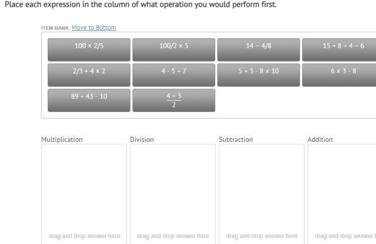 Place each expression in the column of what operation you would perform first. 70 POINTS-example-1