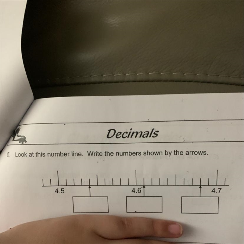 Look at this number line. Write the numbers shown by the arrows. الا 4.5 4.6 4.7-example-1