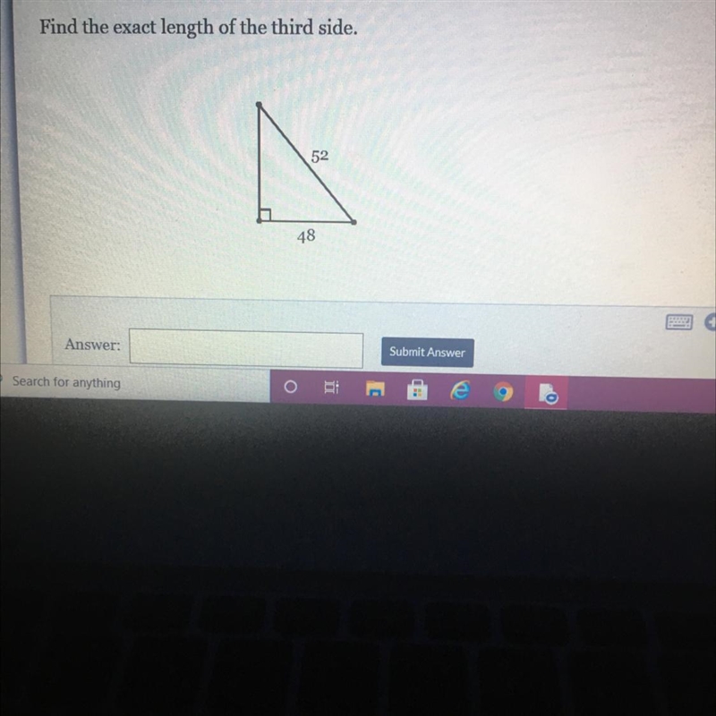 Find the exact length of the third side. 52 48-example-1