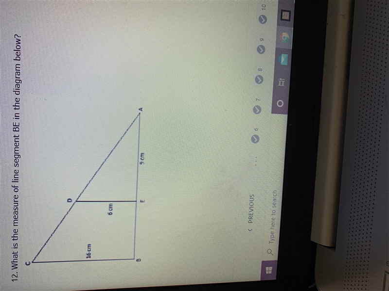 What is the measure of line segment BE in the diagram below?-example-1