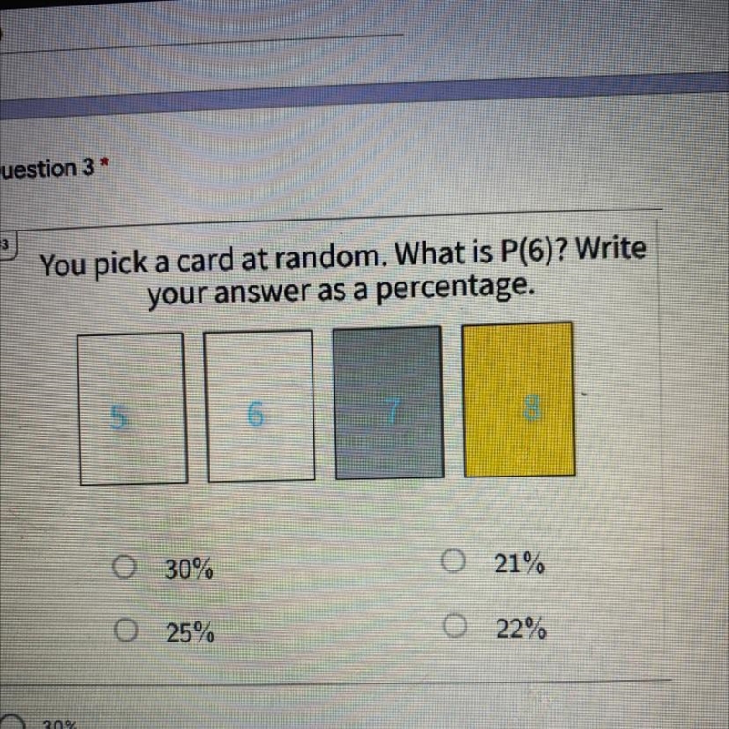 You pick a card at random. What is P(6)? Write your answer as a percentage.-example-1