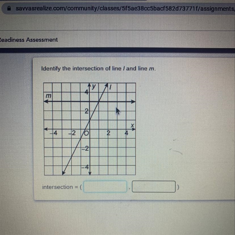 Identify the intersection of line l line m-example-1