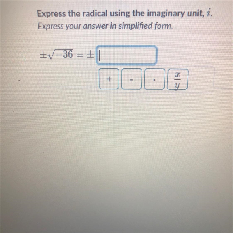 Express the radical using the imaginary unit,i.-example-1