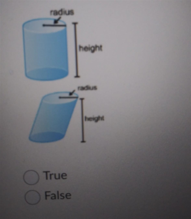 If the radius of the right cylinder is 5 in and the radius of the oblique cylinder-example-1