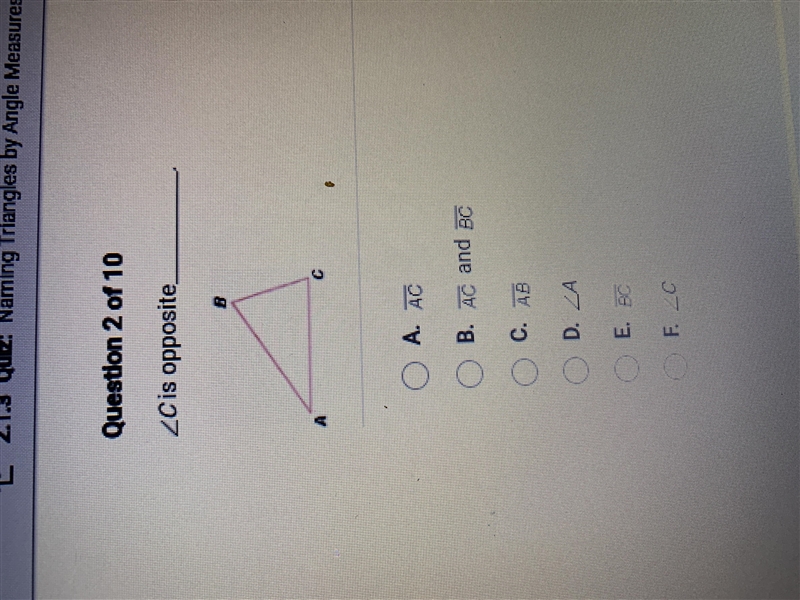 C is opposite___ AC AC and BC-example-1