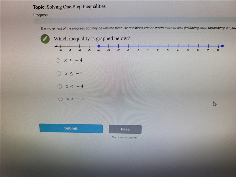 Which inequality is graphed below?​-example-1