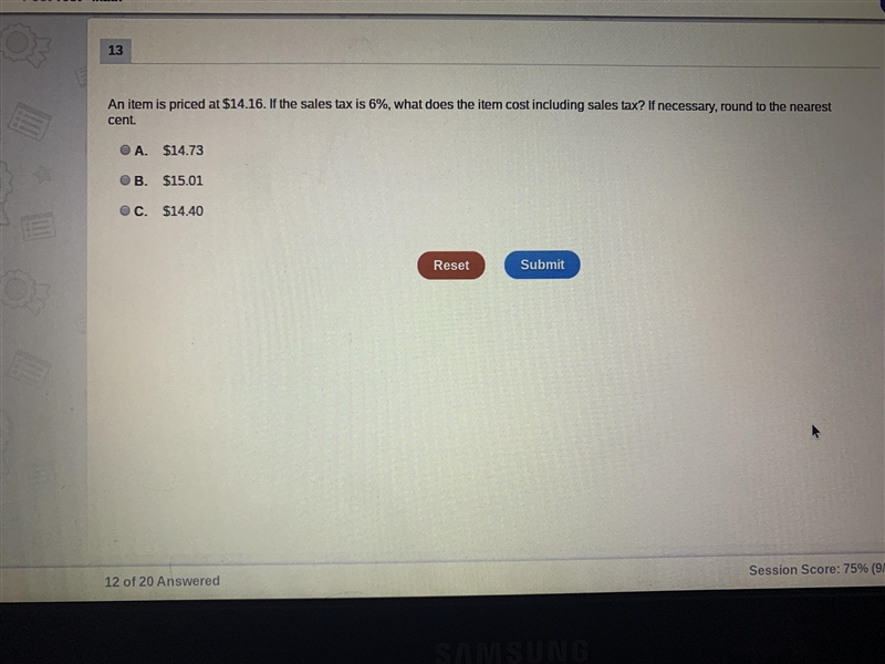 an item is priced at $14.16. If sales tax is 6%, what does item cost including sales-example-1