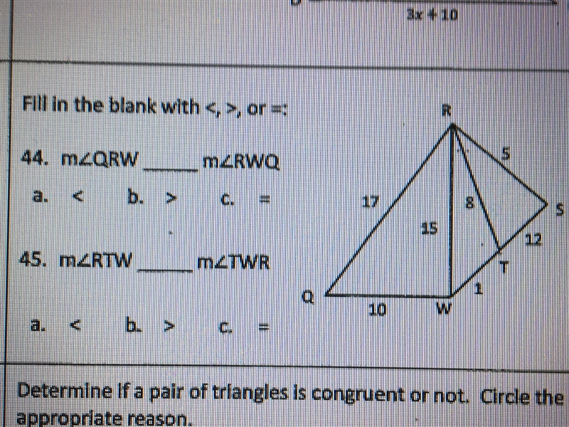 Fill the blank with , or = please help quick!-example-1