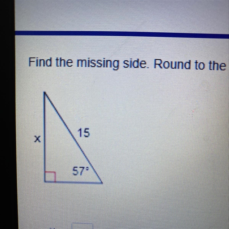 Find the missing side round to the nearest tenth.-example-1