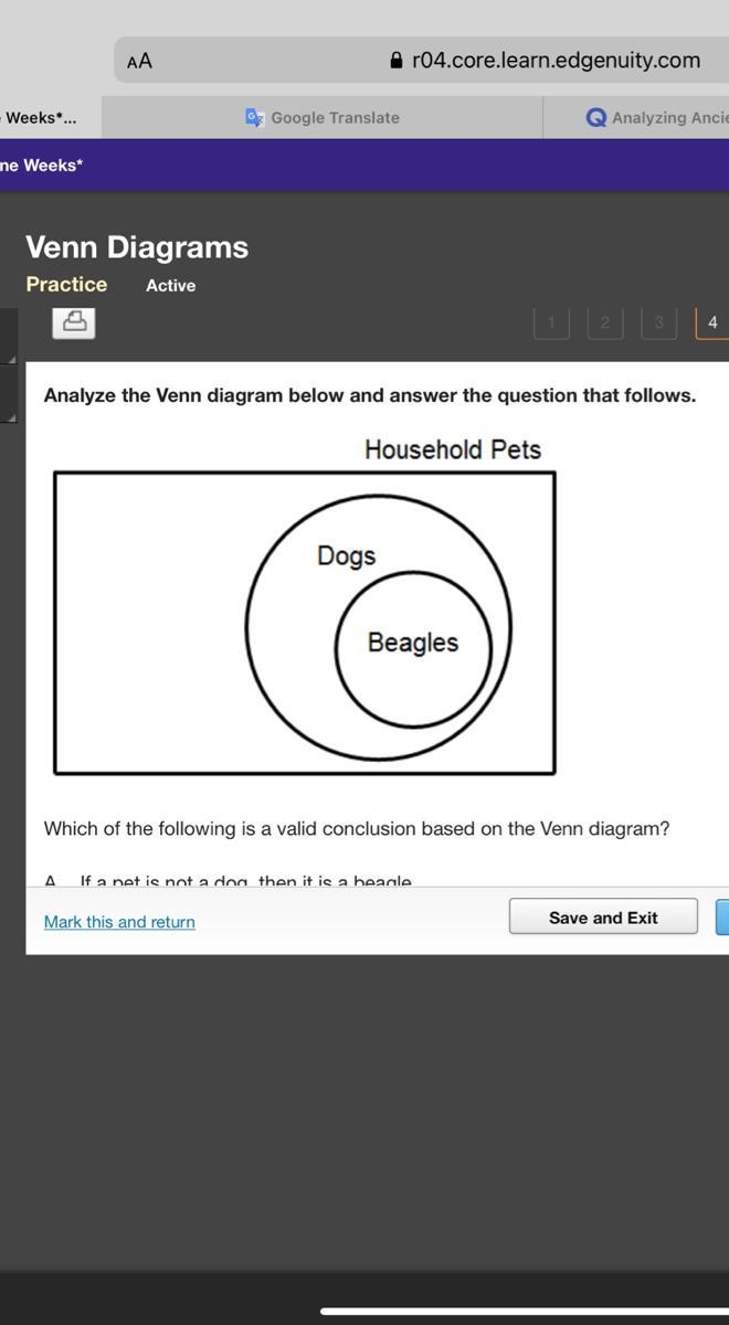 Which of the following is a valid conclusion based on the Venn diagram? A. If a pet-example-1