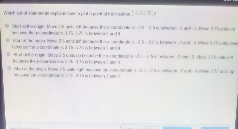 Which set of statements explain how to plot a point at the location​-example-1