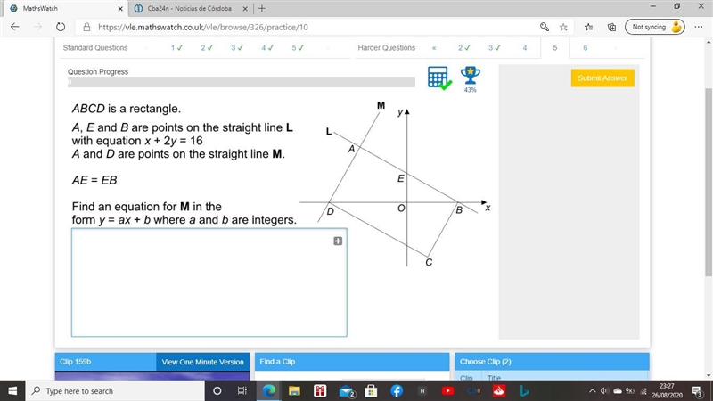 Hi Folks, please any hand with this equation of a straight line / gradients coordinates-example-1