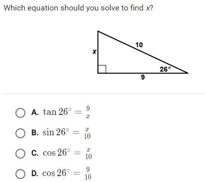 Which equation should you solve to find x? ​-example-1