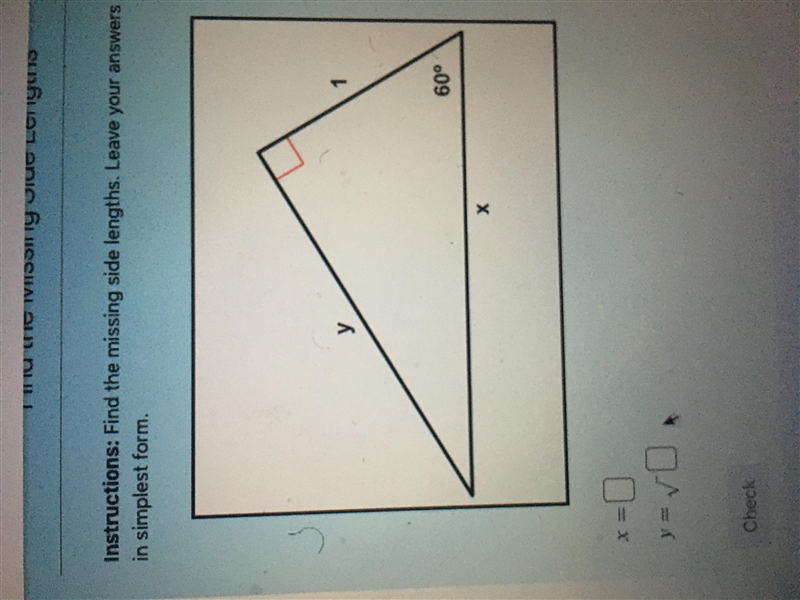 Find the missing side lengths. leave ur answers as radicals-example-1