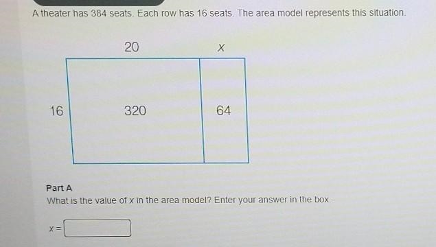 A theater has 384 seats. Each row has 16 seats. The area model represents this situation-example-1