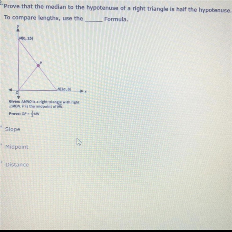 Please help Prove that the median to the hypotenuse of a right triangle is half the-example-1