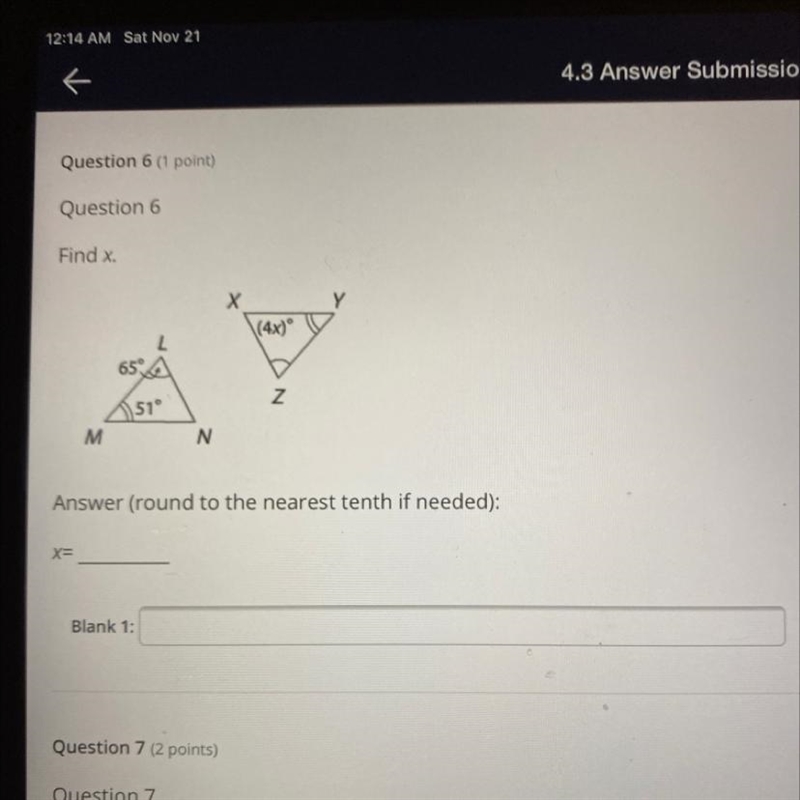 Find x. Round to the nearest tenth if needed.-example-1