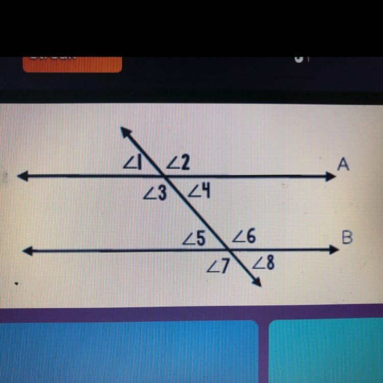 Timed question, help! Which of the following angles would not be congruent to the-example-1