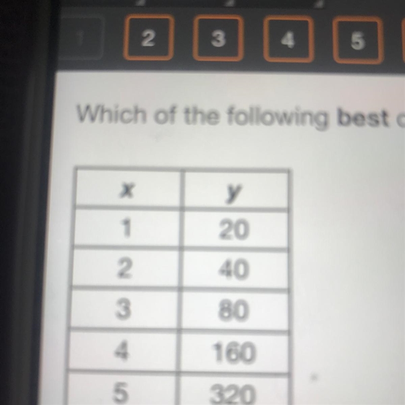 Which of the following best describes how the y values are changing over each interval-example-1