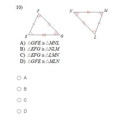 Select the statement that indicates that the triangles in each pair are congruent-example-1