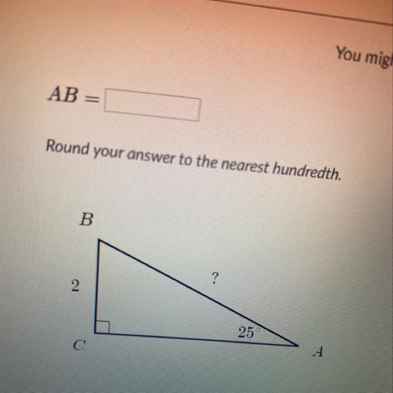 AB= Round your answer to the nearest hundredth. pleaseee-example-1