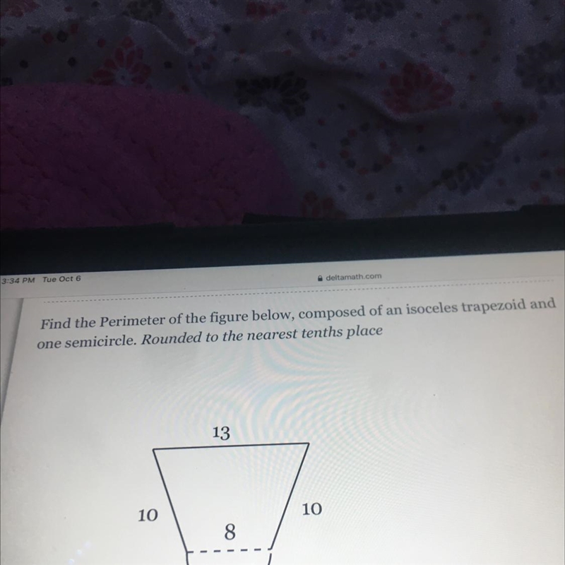 Find the perimeter of the figure below, composed of an isoceles trapezoid and one-example-1