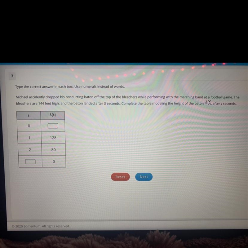 Type the correct answer in each box. Use numerals instead of words. Michael accidently-example-1